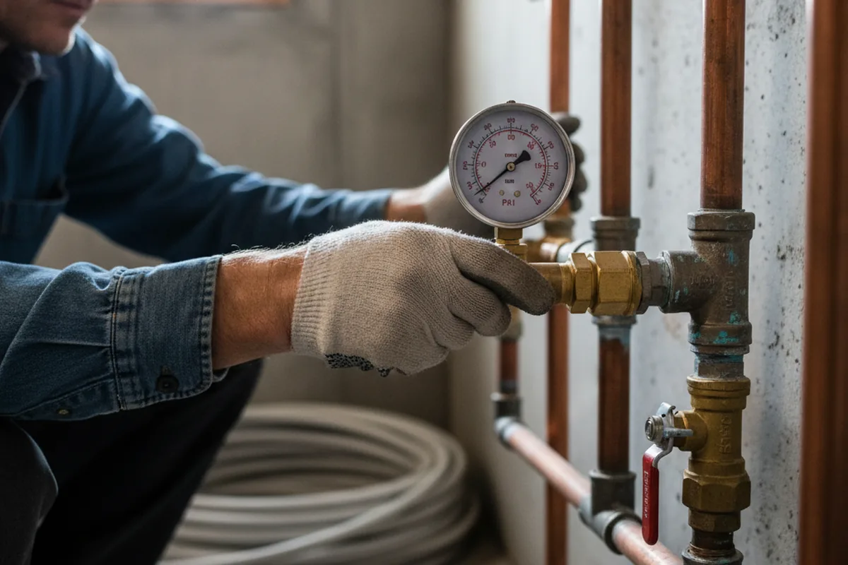 Pressure testing a repaired line during Water Line Repair in Buffalo Valley